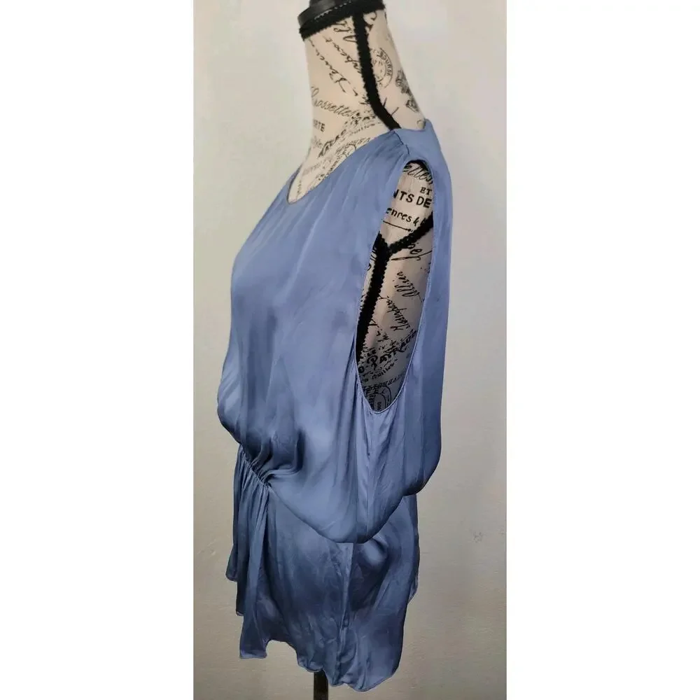 Theory Babydoll Silk Cami Tank Sz Medium Basic Shell Gray Blue Office Siren